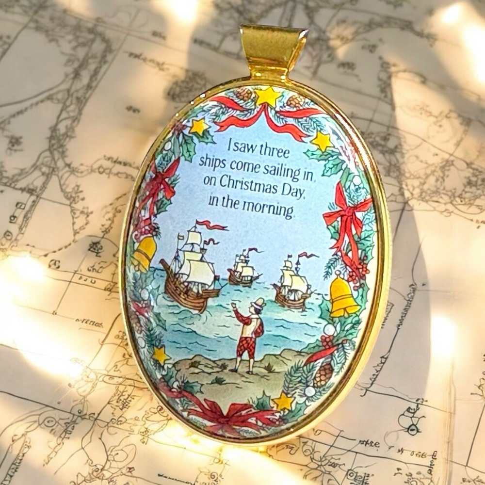 Halcyon Days Enamels Christmas 1992 I Saw Three Ships Pendant Limited Edition 83